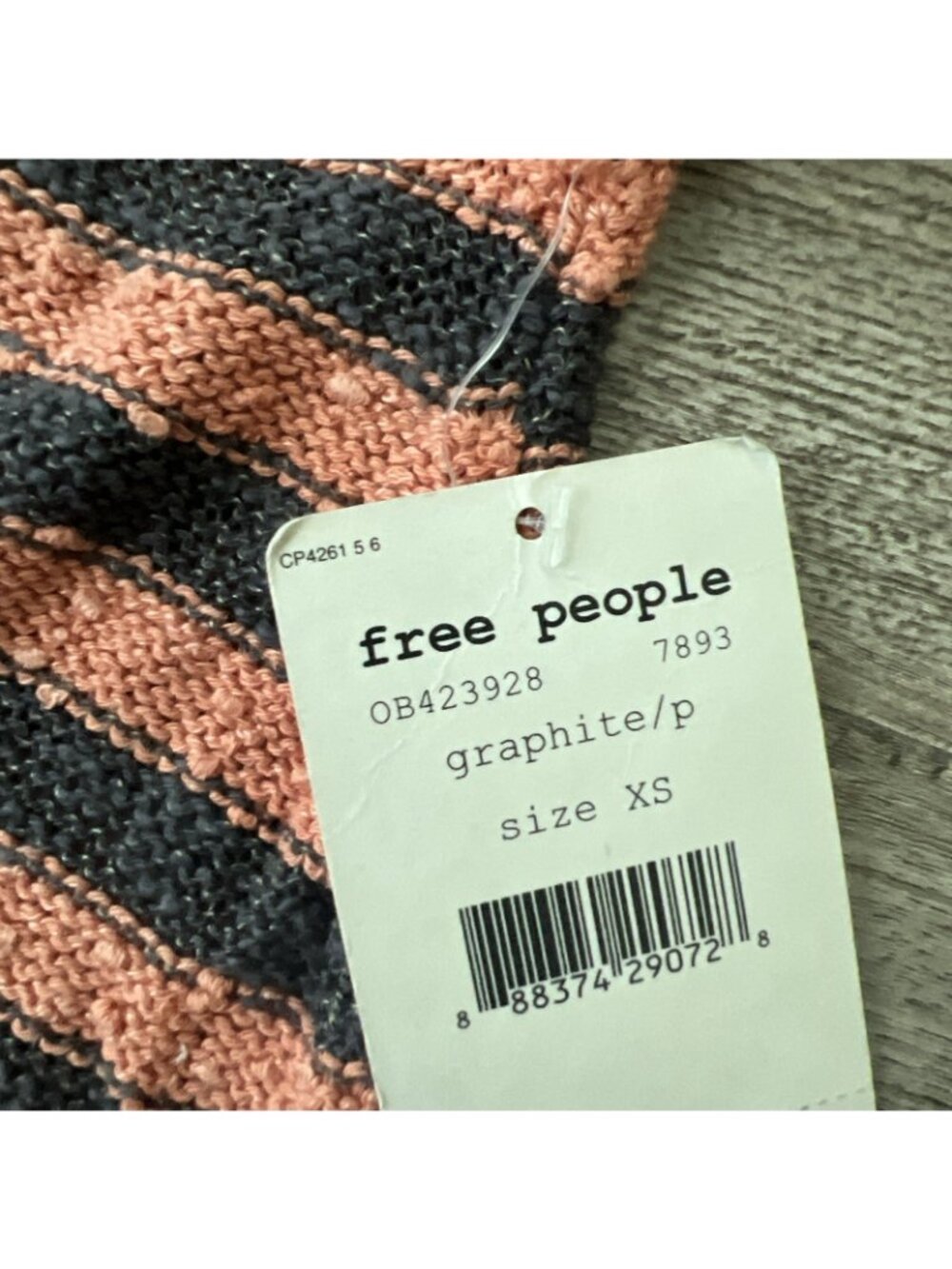 Free People Striped Mini Dress Womens‎ XS Long Sleeve Tunic Boucle Knit NWT - Picture 5 of 15